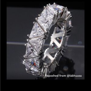 Shiny Triangle CZ silver plated trendy eternity ring for women
